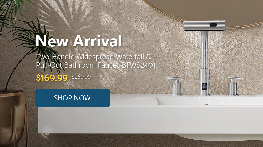 Lefton Two-Handle Widespread Waterfall & Pull-Out Bathroom Faucet with Temperature Display-BFWS2401